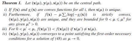 (Central path theorem) Prove the central path theorem, Theorem 1 of Section 15.8, for convex...