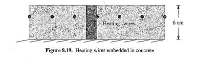 Heating wires are embedded in a concrete slab, as shown in cross section in Figure 8.19, to keep...