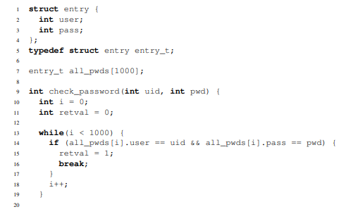 Consider the function check password given below that takes two arguments: a user ID uid and...-1