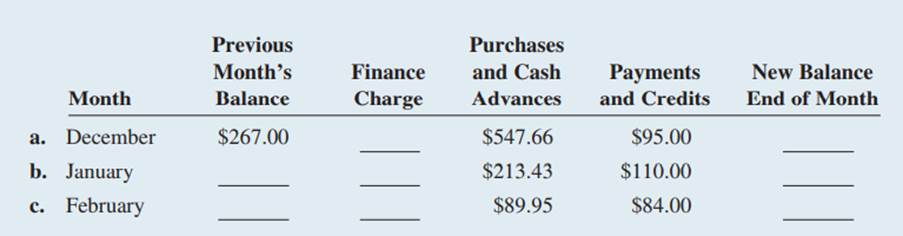 Charlotte Williams has a Visa account. The finance charge is calculated on the previous month’s...