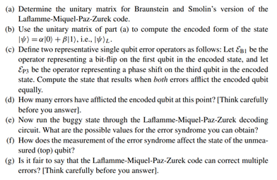 The quantum circuit that encodes a single logical qubit in state |? = a|0 + ß|1 within a 5-qubit...