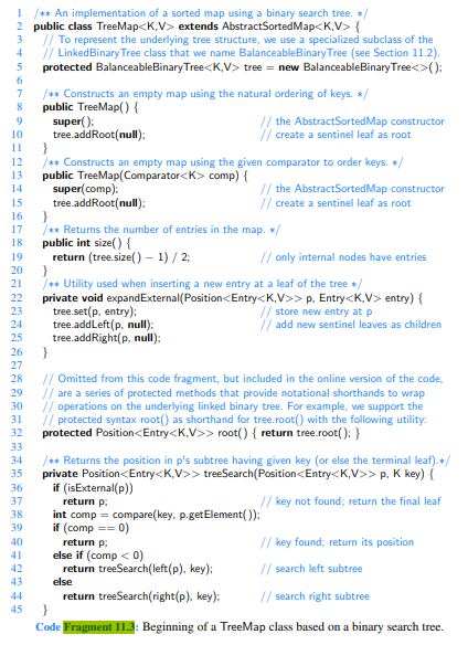 Our implementation of the treeSearch utility, from Code Fragment 11.3, relies on recursion. For a...