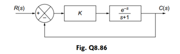 The block diagram of a control system is shown in Fig. Q8.86. Determine the range of the gain K for...-1