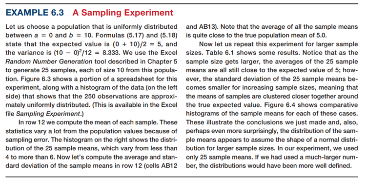 Repeat the sampling experiment in Example 6.3 for sample sizes 50, 100, 250, and 500. Compare your...