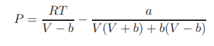 The Peng-Robinson equation of state is given by where P = Pressure V = Molar Volume, volume of one...