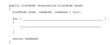 Fill in the blanks in the method below. This method takes the list referred to by head, builds a new...