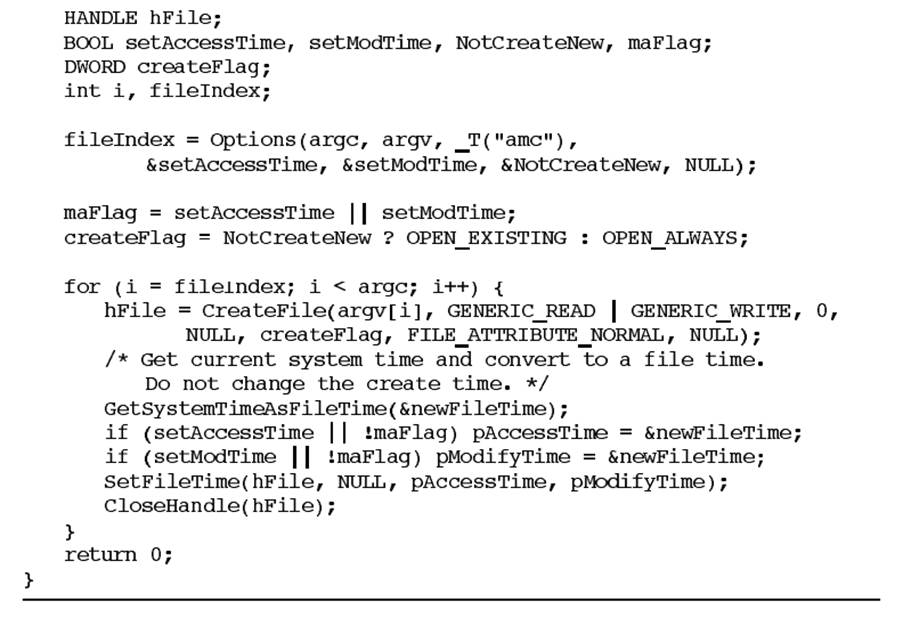 Enhance Program 3–3 ( ) so that the new file time is specified on the command line. The UNIX command...-2