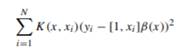 Let K be a kernel. We can obtain the predictive value [1, x]ß(x) for each x ? Rp using the ß(x) ?...-1