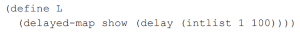 (From Abelson and Sussman [1996]) Define a delayed version of the map function from Section 3.2.6 as...-3