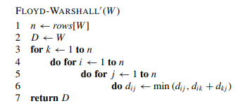 As it appears above, the Floyd-Warshall algorithm requires (n3) space, since we compute d(k) ij for...