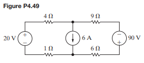 a) Assume the 20 V source in the circuit in Fig. P4.49 is changed to 60 V. Find the total power...