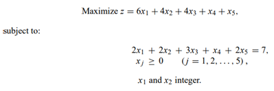 Solve the mixed-integer programming knapsack problem: