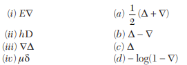 With the usual notations, match the items on right hand side with those in left hand side: Using...-1