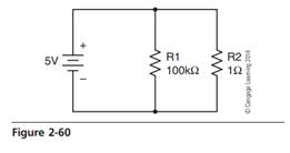 Referring to Figure 2-60, technician A says that since R2 is the path of least resistance, current...-1