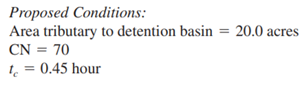 Design a detention basin for the following project. Design storms are the 100-year and 10-year...-6