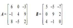 Suppose we are given the following square matrices: Using these two matrices, carry out each of the...