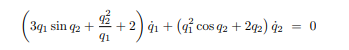 A system with generalized coordinates q1 and q2 is subjected to the constraint in velocity form Show...