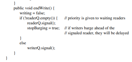 Below is an SC monitor implementation of strategy R>W.1, which allows concurrent reading and gives...-2