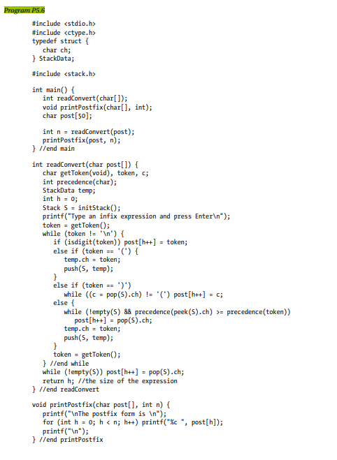 Modify Program P5.6 to handle expressions with operations such as %, square root, sine, cosine,...-1