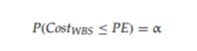 In the statistical form of eSBM, a was defined as the probability that the true program cost will be...-1