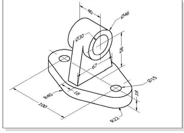 Shaft Support (Dimensions are in millimeters. Note the two R40 arcs at the base share the same...