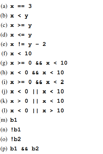 Given the following declarations: evaluate the following Boolean expressions:-2