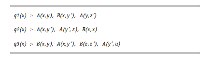 By applying the query containment algorithm (see Algorithm 4), determine which query is contained in...