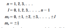 Allowed values for the quantum numbers of electrons are as follows: The relationships between n and...-1