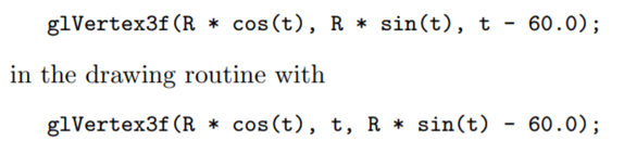 Okay, run helix.cpp now. All we see is a circle as in Figure 2.48). There’s no sign of any coiling...-2