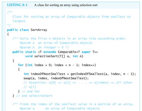 Revise the iterative method selectionSort, as given in Segment 8.6, so that it has first and last as...-2