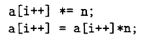 The statements are not equivalent. The operand ali+ +] has a side effect of incrementing i. Except...-1