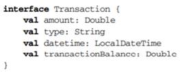 • The aim of this exercise is to create an inner class DefaultTransaction to represent a financial...-1