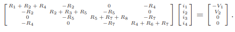 Consider the following electrical network: By applying both Ohm’s law and Kirchhoff’s Current law,...-4