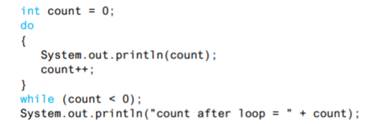 What output is produced by the following code? Can the body of a while loop execute zero times? Can...-2