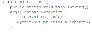 What is the output of the following program ? (a) Compilation error. (b) An exception is thrown at...