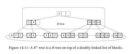 A B + -tree, illustrated in Figure 14.11 stores every key in a leaf and keeps its leaves stored as a...