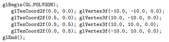 Replace every 1.0 in each glTexCoord2f() command of texturedSquare.cpp with 0.5 so that the polygon...-1