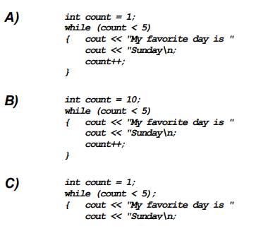 How many times will “ Sunday\n” be printed in each of the following program segments? what is the...-1