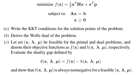 Consider the QP problem