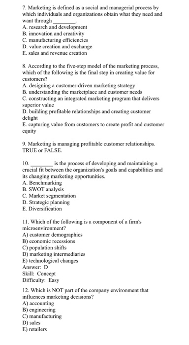 Marketing is defined as a social and managerial process by which individuals and organizations...