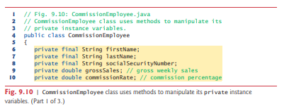 In Figs. 9.10–9.11 methods earnings and toString each call various get methods within the same...-1