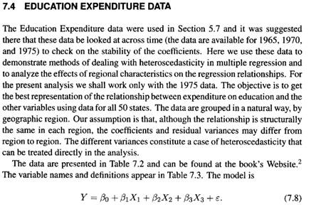 Repeat the analysis in Section 7.4 using the Education Expenditure Data in Table 5.12-1