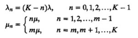 An M/M queue with a finite population of size can be modeled as a birth-death process using the...-3