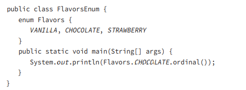 What is the result of the following code? A. 0 B. 1 C. 9 D. CHOCOLATE E. The code does not compile...