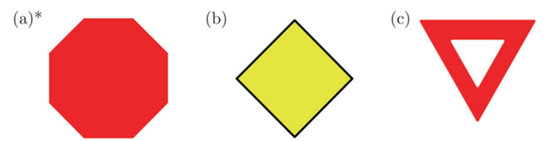 Write a program that draws the following three shapes (resembling street signs) using turtle...