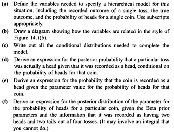 Each coin in a collection of bent coins has a different probability of coming up heads when tossed;...-3