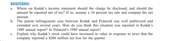 In 1990, Eastman Kodak recorded a third-quarter net loss of $206 million, but at the same time, it...