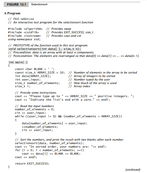 The selection sort function in Figure 13.1 on page 633 sorts integers into increasing order. How...-1