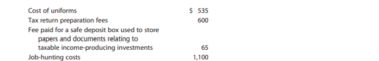 Issac has AGI of $73,400 and incurred the following expenses. How much of the business and personal...