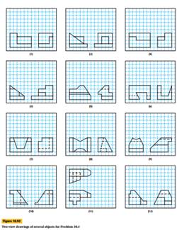 Given the two views of a multiview drawing of an object, sketch or draw the given views, freehand or...-1